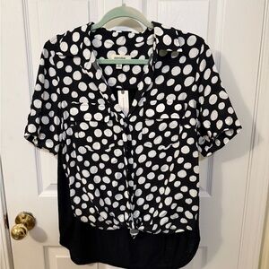Anthropologie x Porridge Black and White Polka Dot Blouse, NWT